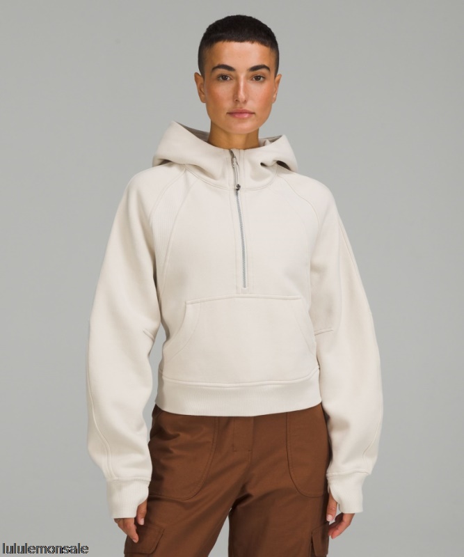 Lululemon Damen DELULU179 | Natur Elfenbein Scuba Oversized Hoodie Mit Halbem Reißverschluss